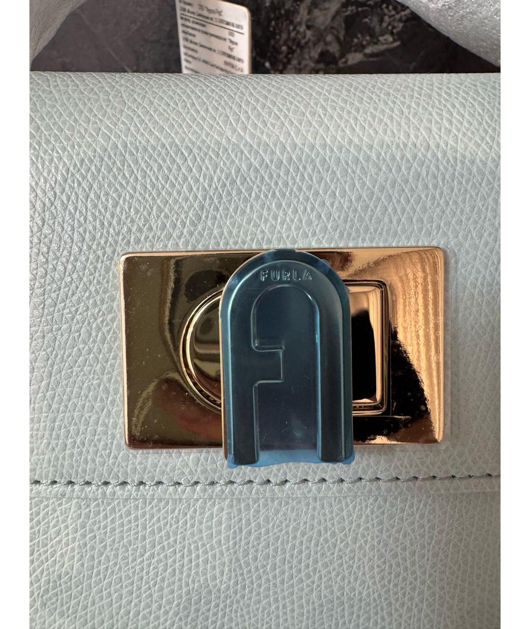 FURLA Голубая кожаная сумка через плечо, фото 8