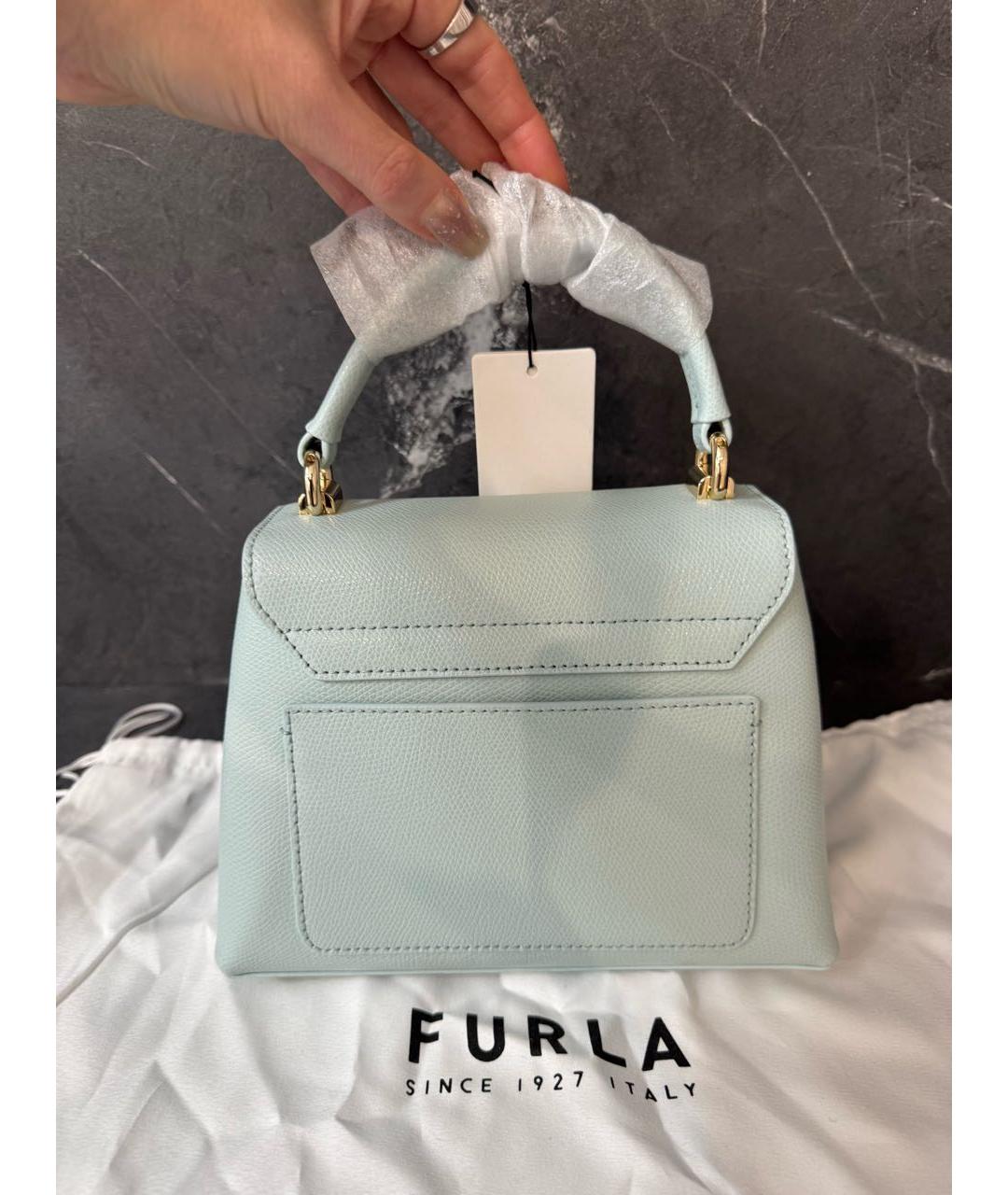FURLA Голубая кожаная сумка через плечо, фото 3