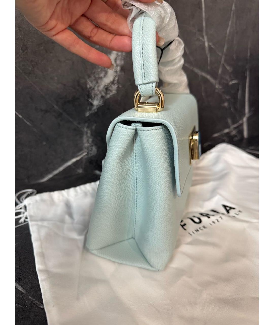 FURLA Голубая кожаная сумка через плечо, фото 2