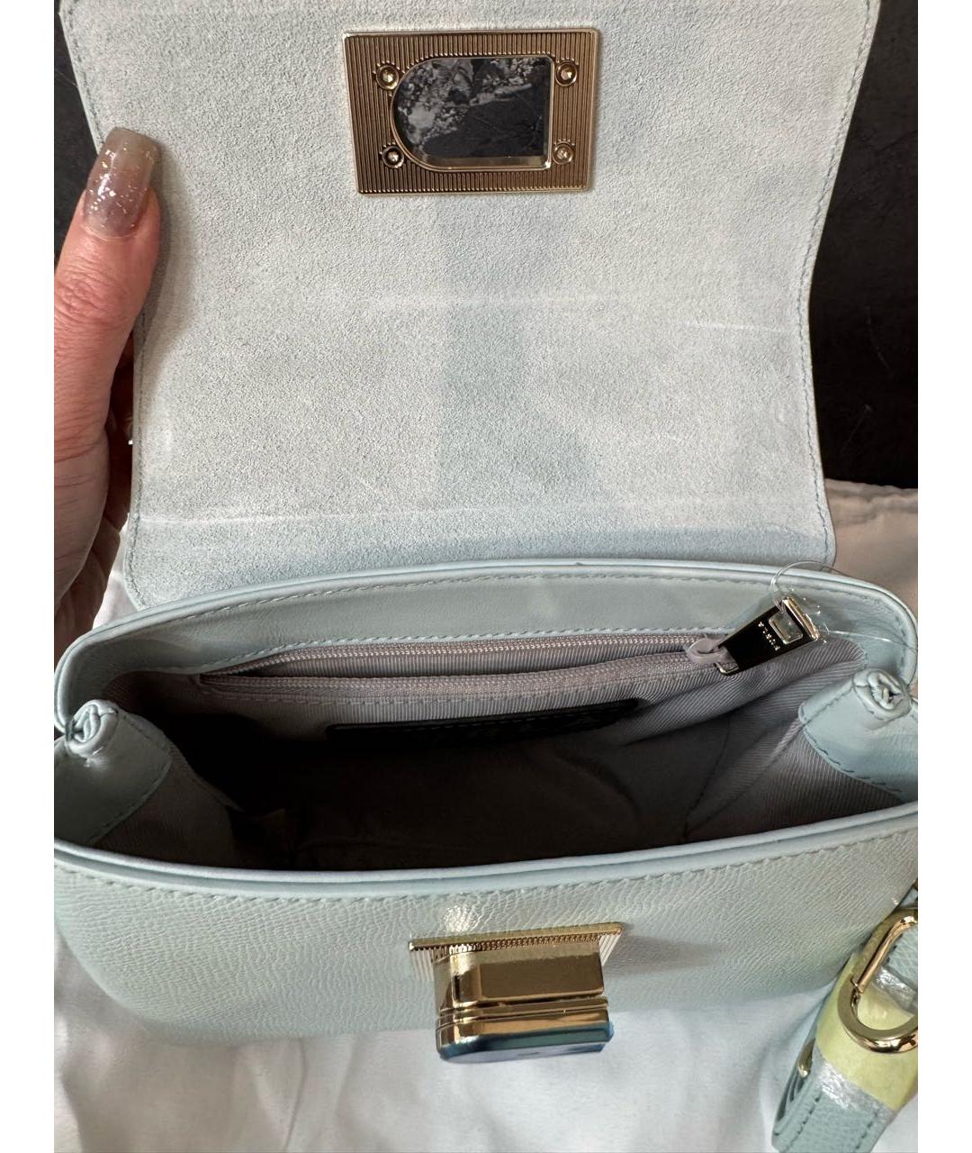 FURLA Голубая кожаная сумка через плечо, фото 5