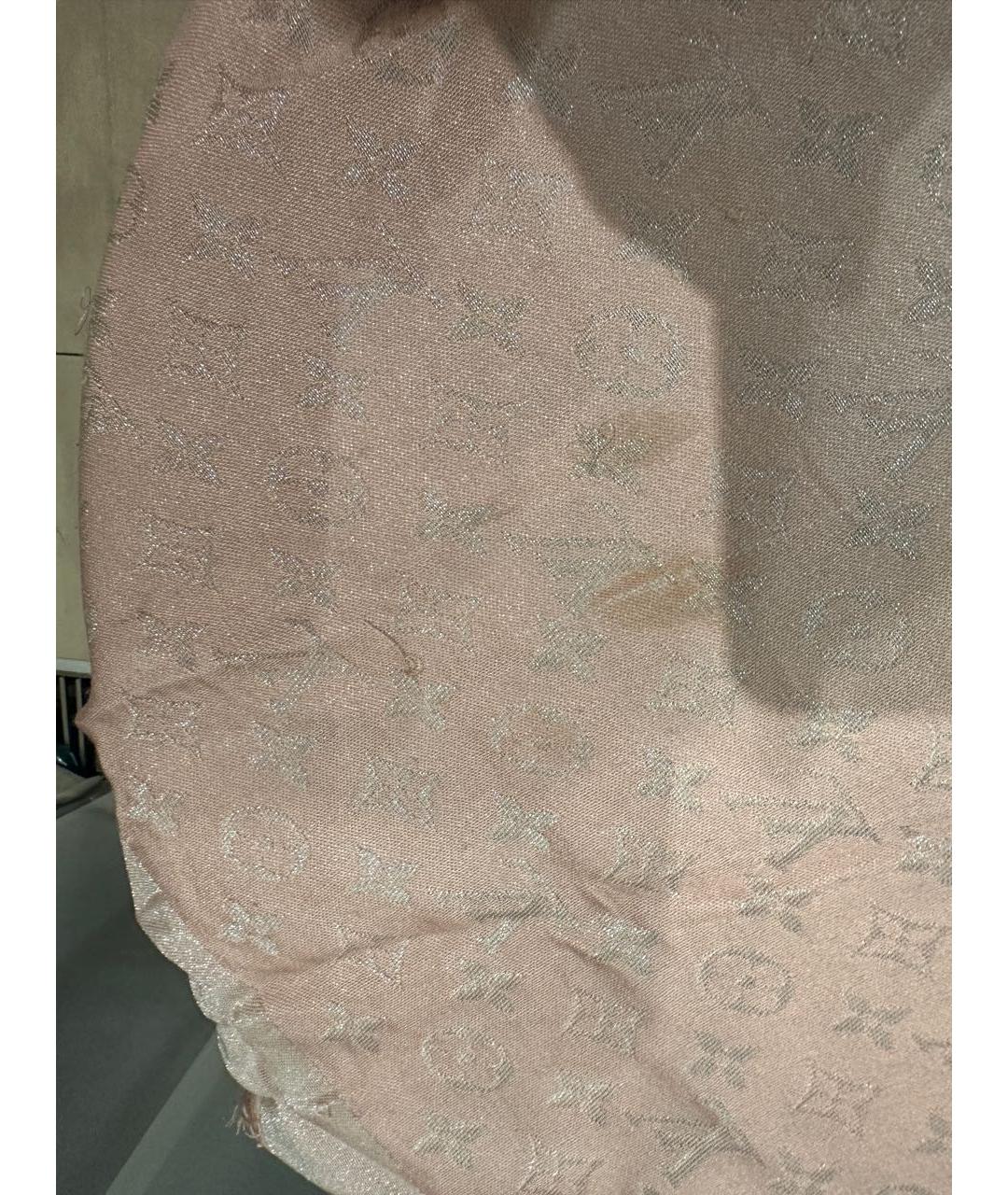 LOUIS VUITTON Розовый шерстяной платок, фото 4