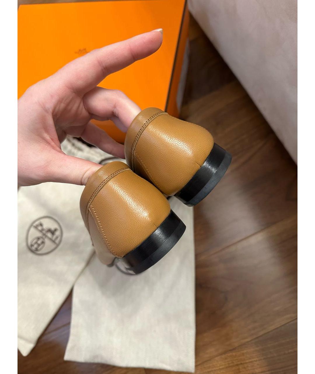 HERMES Коричневые кожаные лоферы, фото 4