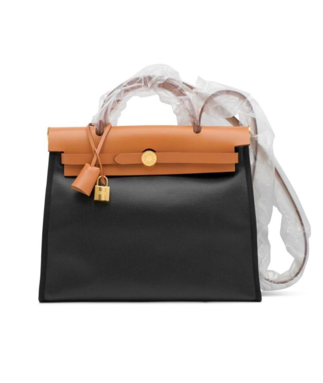 HERMES Черная кожаная сумка тоут, фото 2
