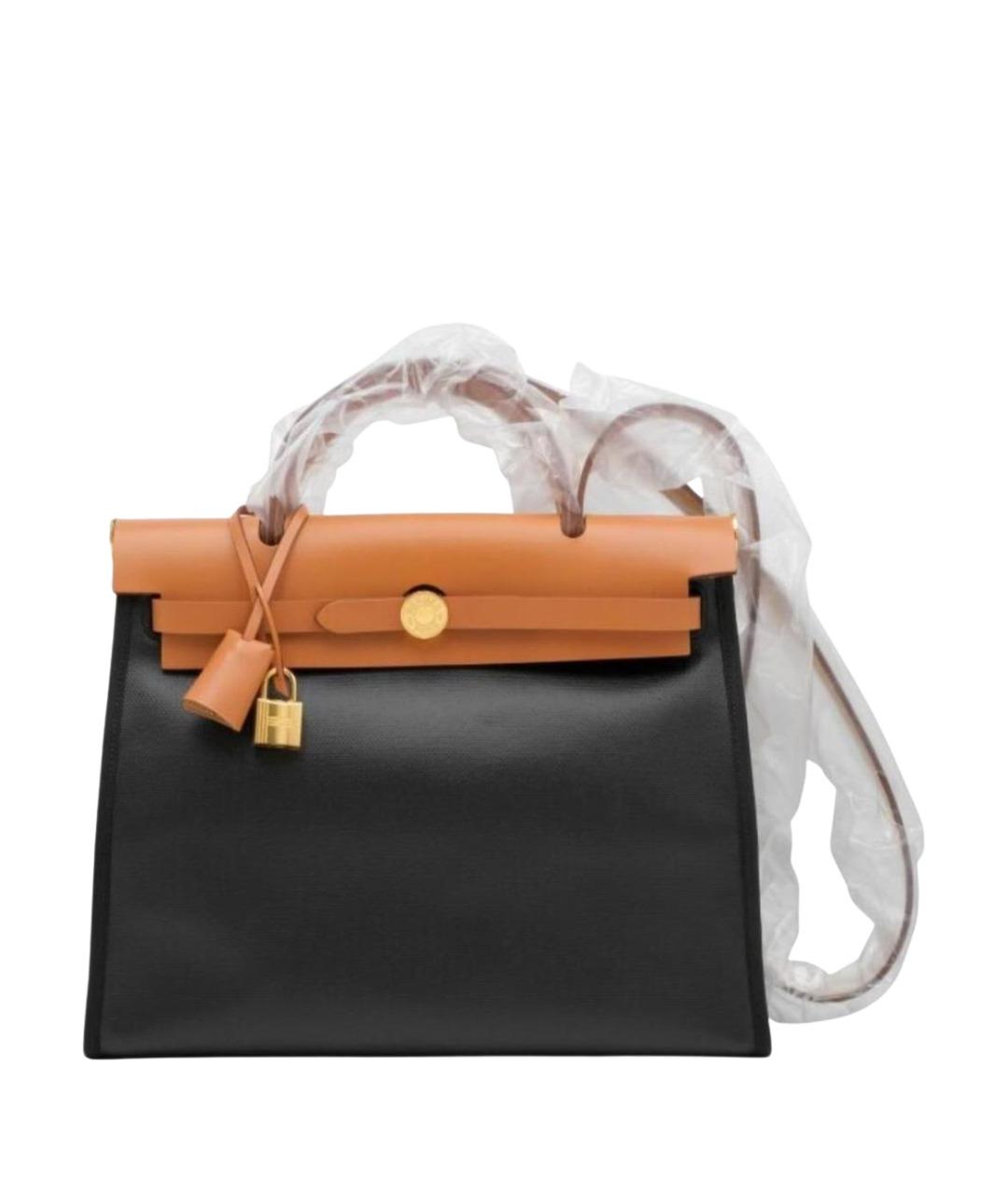 HERMES Черная кожаная сумка тоут, фото 1