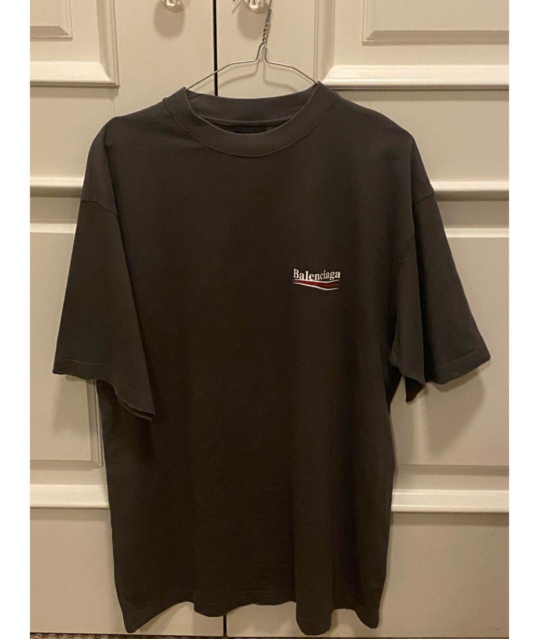 BALENCIAGA Серая хлопковая футболка, фото 4