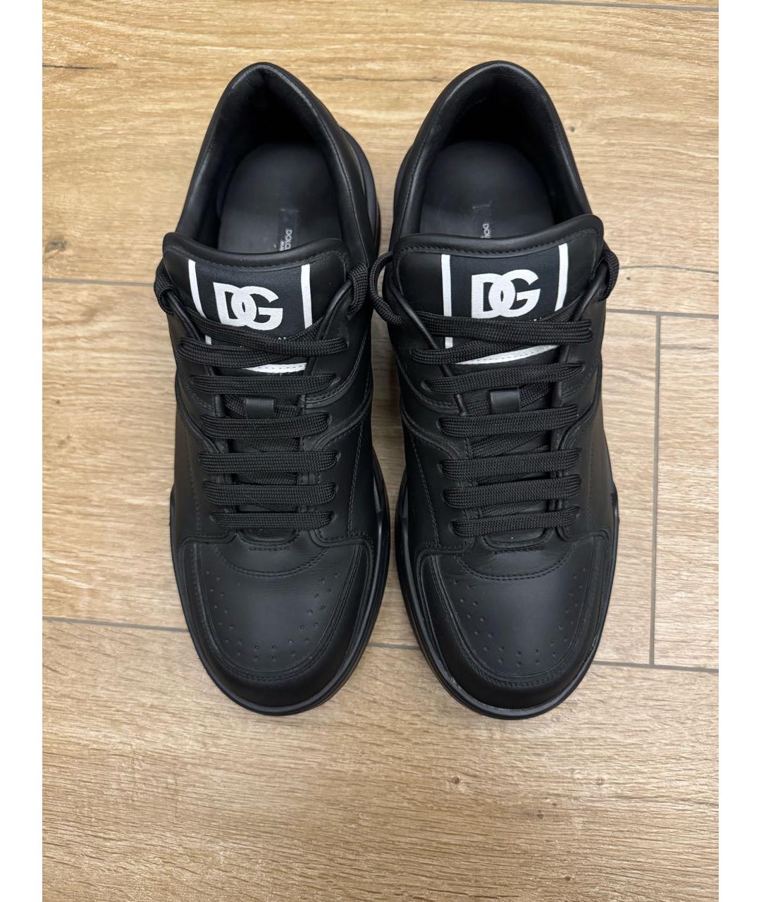 DOLCE&GABBANA Черные кожаные низкие кроссовки / кеды, фото 3