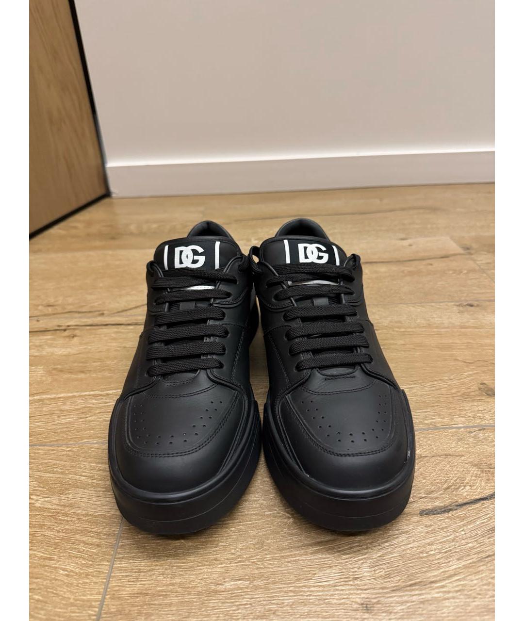 DOLCE&GABBANA Черные кожаные низкие кроссовки / кеды, фото 2
