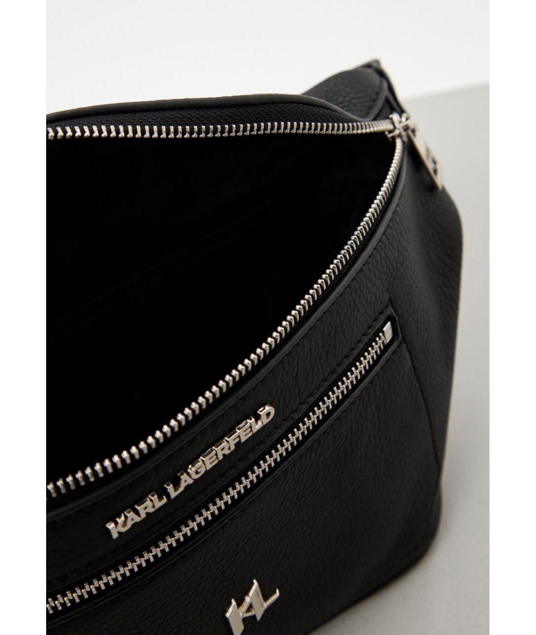 KARL LAGERFELD Черная кожаная поясная сумка, фото 3