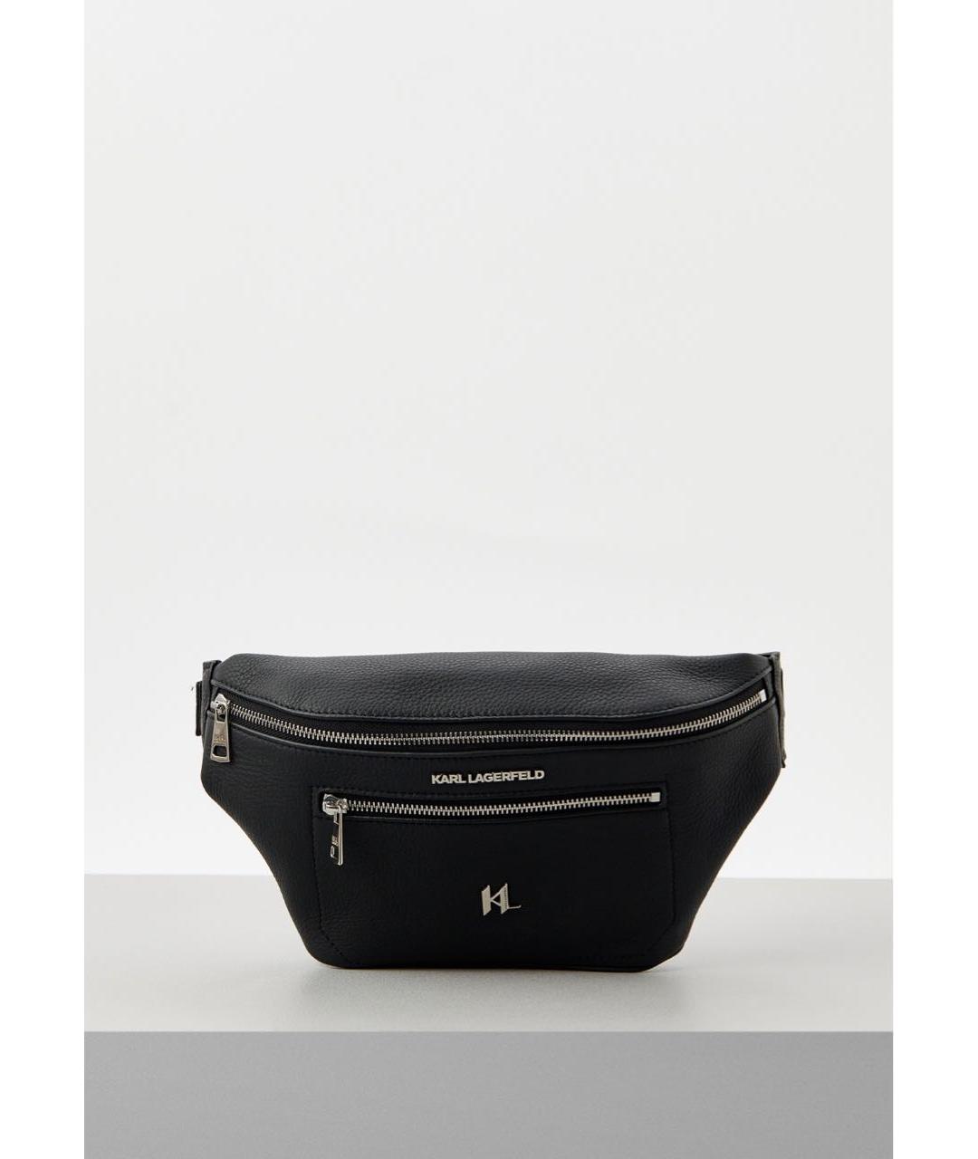 KARL LAGERFELD Черная кожаная поясная сумка, фото 5