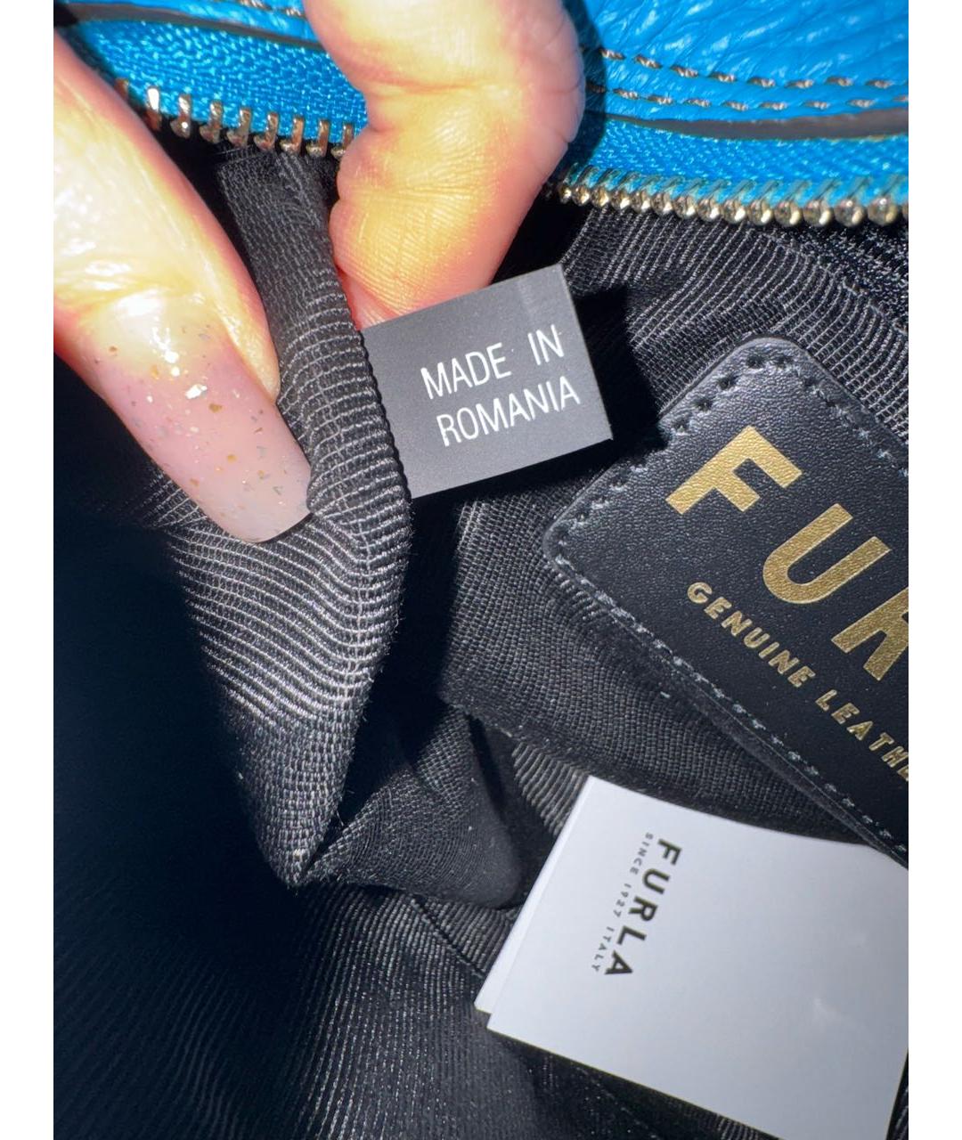 FURLA Синяя кожаная сумка через плечо, фото 5