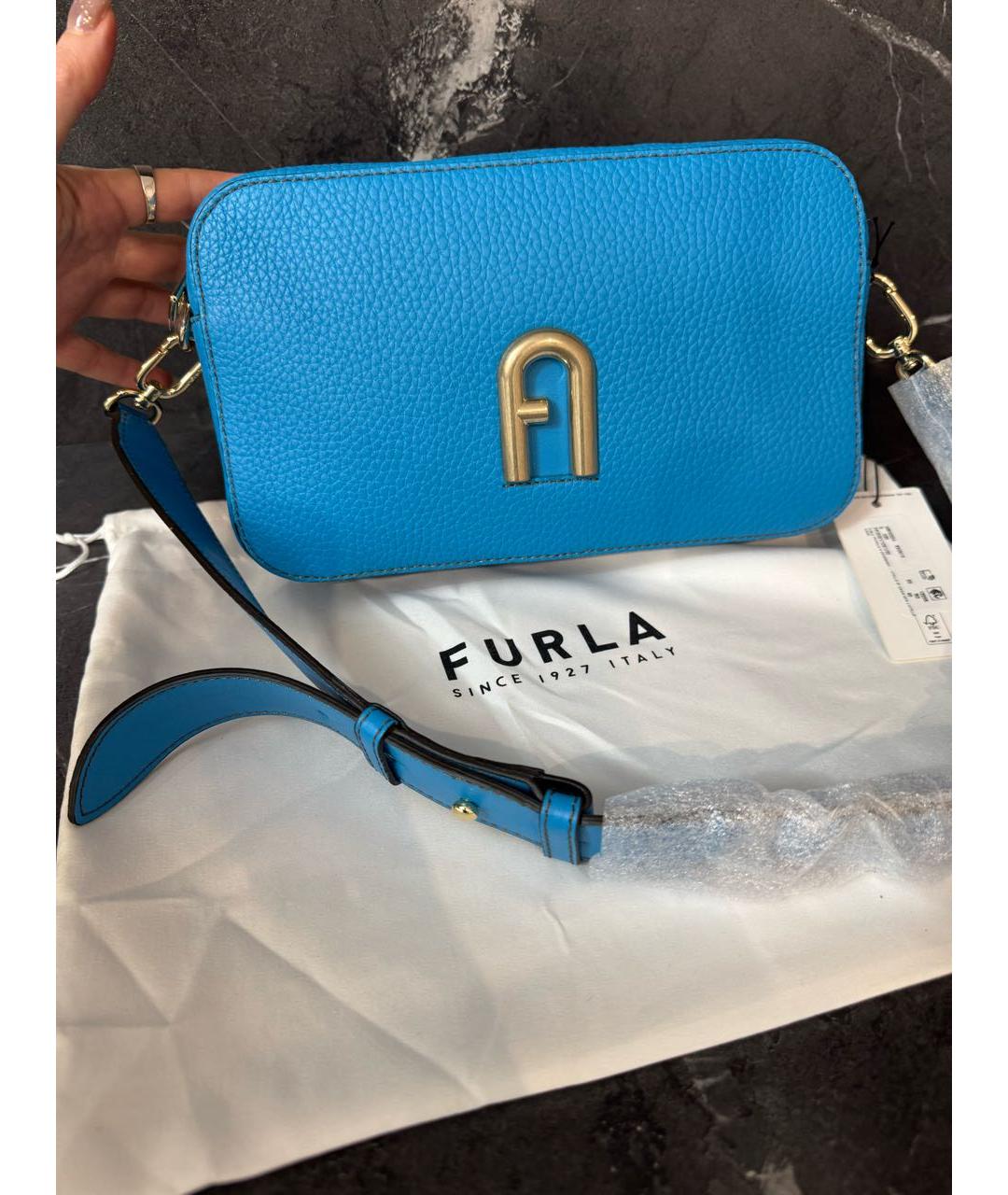 FURLA Синяя кожаная сумка через плечо, фото 9