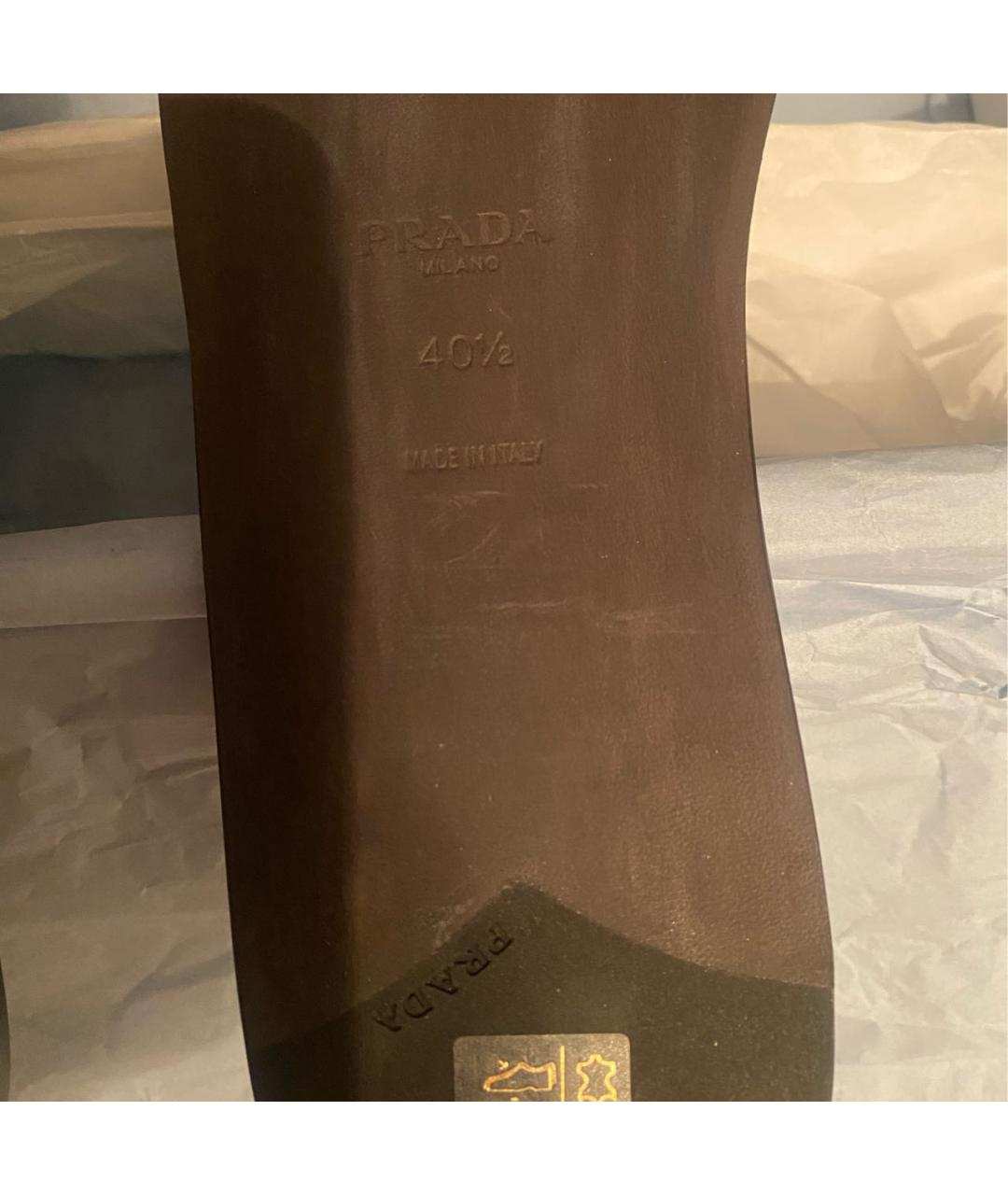 PRADA Черные кожаные шлепанцы, фото 3