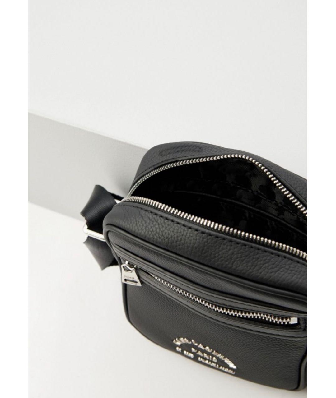 KARL LAGERFELD Черная кожаная сумка на плечо, фото 4