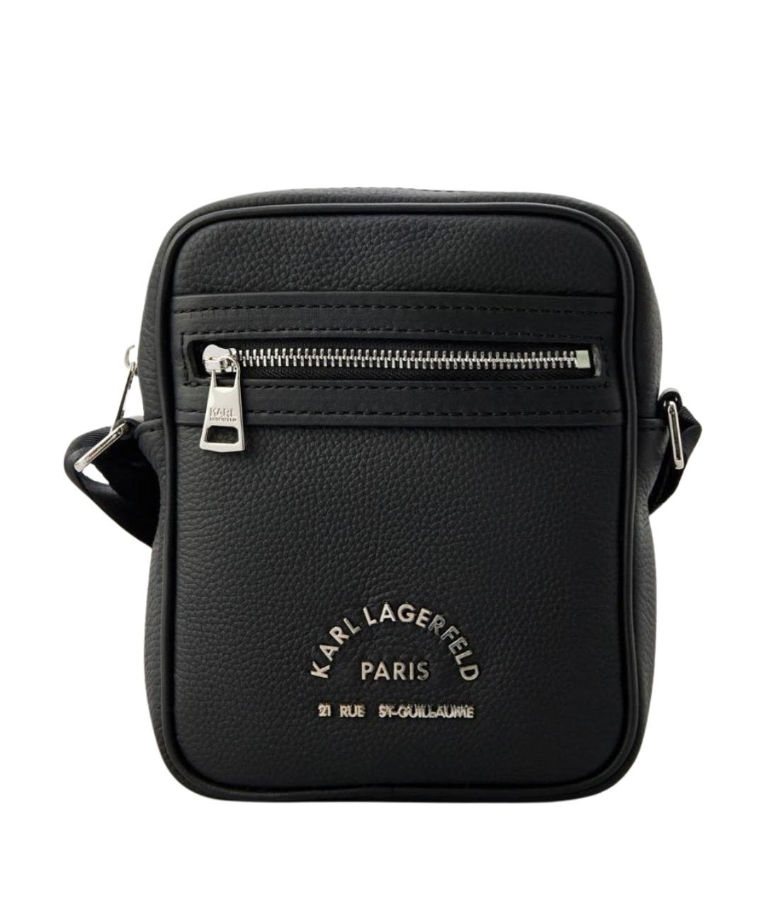 KARL LAGERFELD Черная кожаная сумка на плечо, фото 1