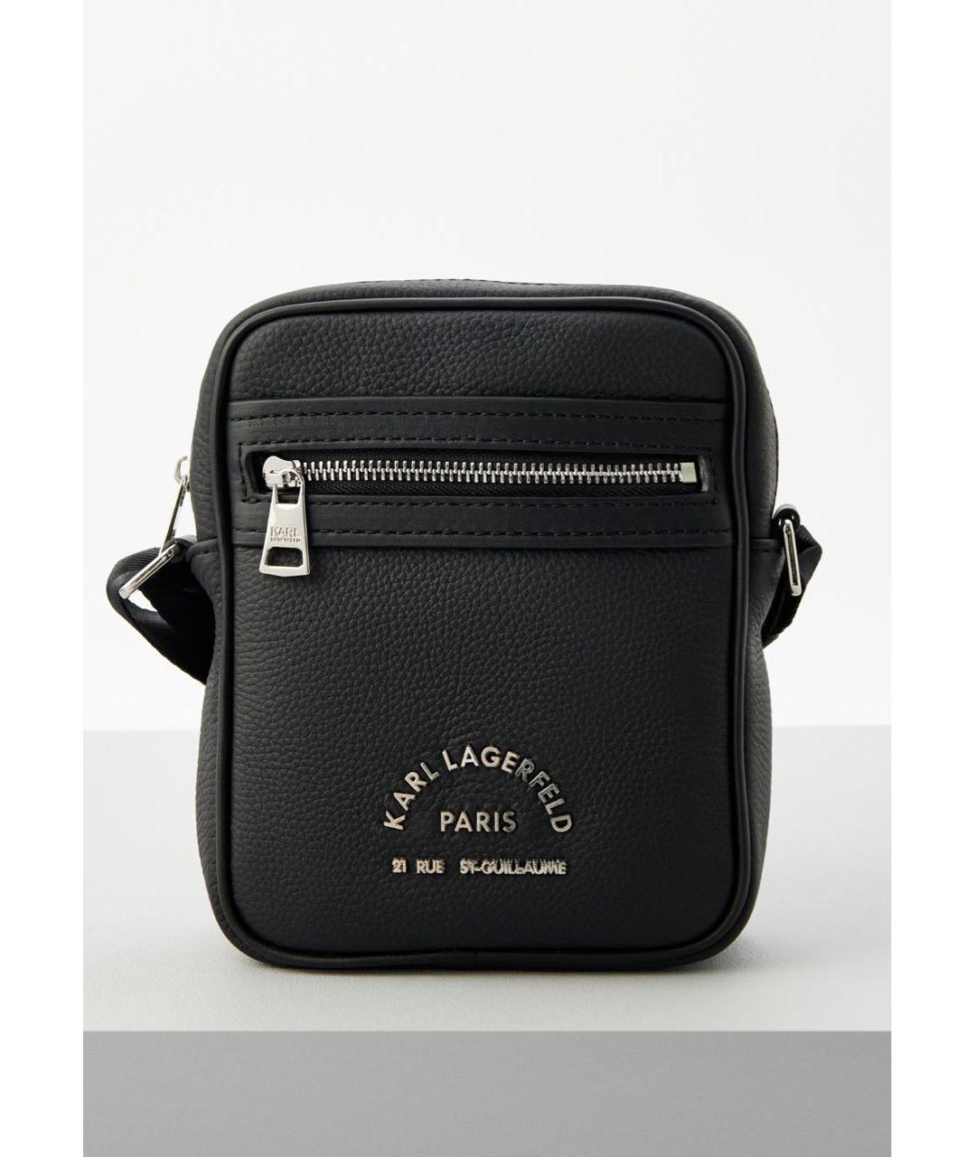 KARL LAGERFELD Черная кожаная сумка на плечо, фото 6