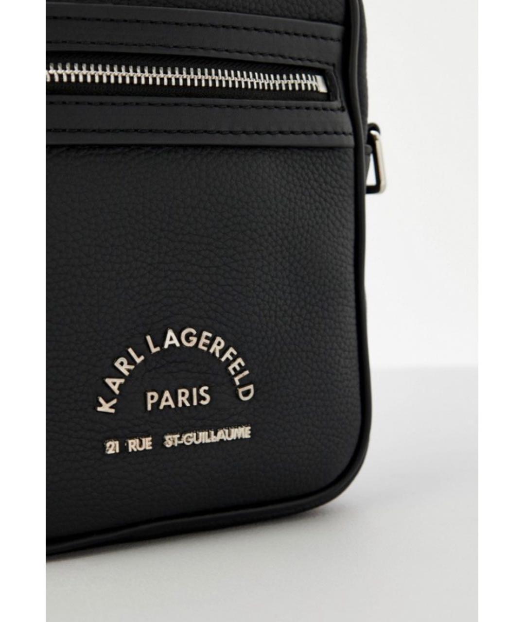 KARL LAGERFELD Черная кожаная сумка на плечо, фото 3