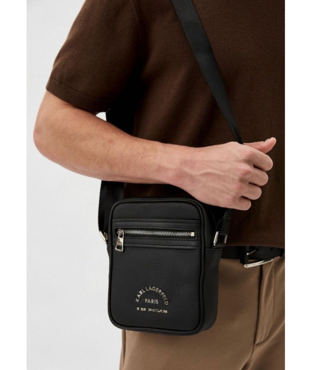 KARL LAGERFELD Черная кожаная сумка на плечо, фото 5