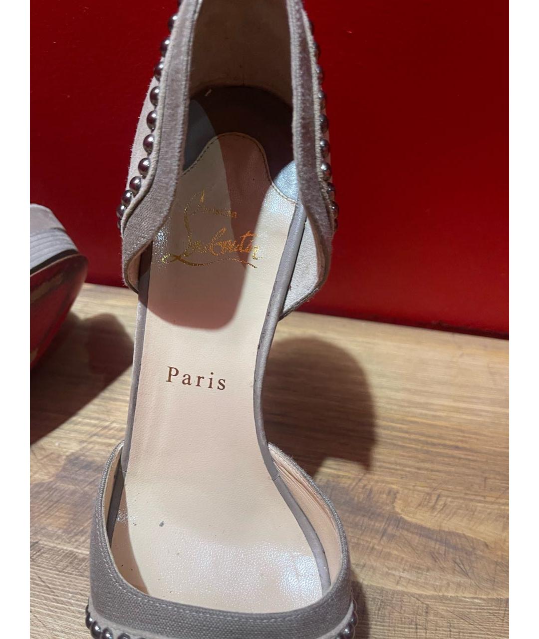 CHRISTIAN LOUBOUTIN Бежевые замшевые туфли, фото 8