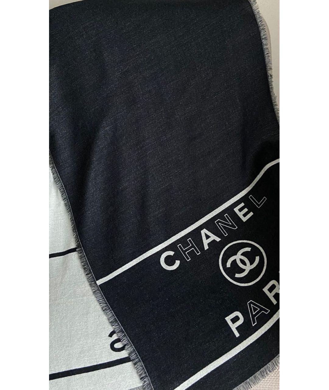 CHANEL Черный кашемировый шарф, фото 2