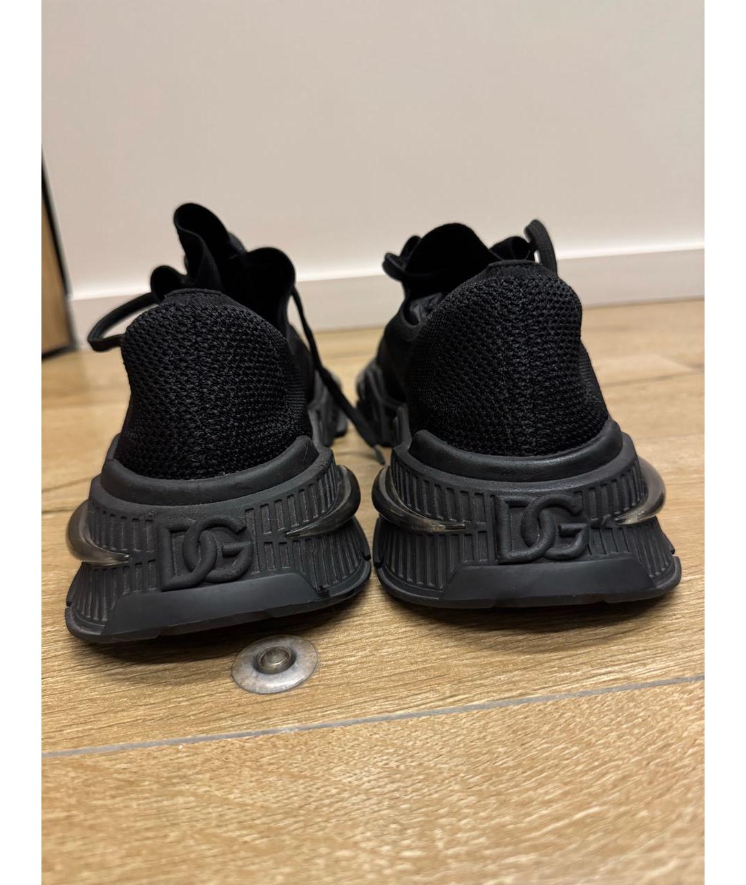 DOLCE&GABBANA Черные текстильные низкие кроссовки / кеды, фото 3