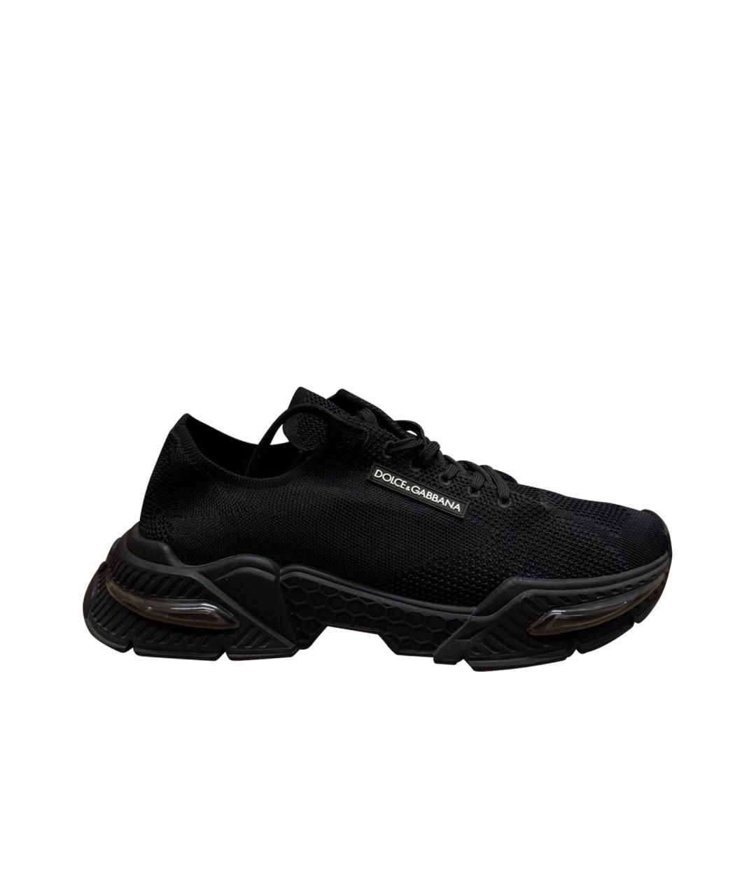DOLCE&GABBANA Черные текстильные низкие кроссовки / кеды, фото 1