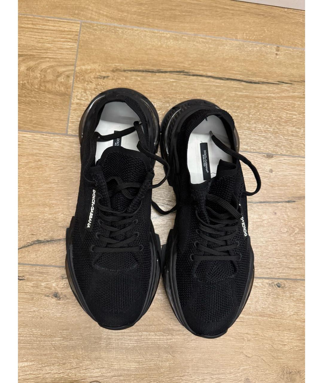 DOLCE&GABBANA Черные текстильные низкие кроссовки / кеды, фото 2