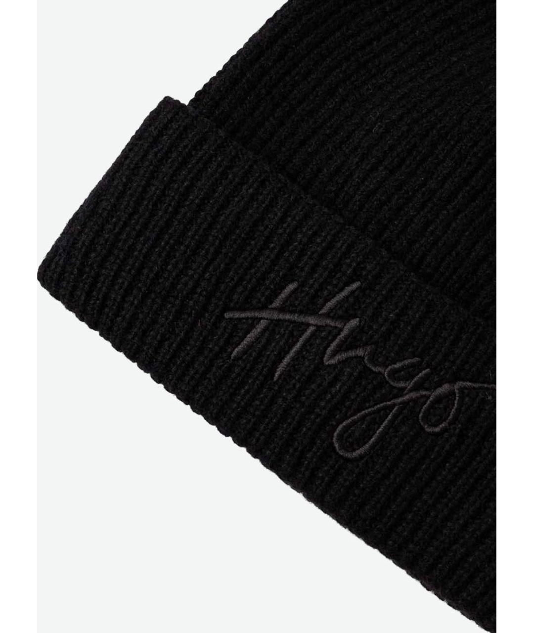 HUGO Черная кашемировая шапка, фото 4
