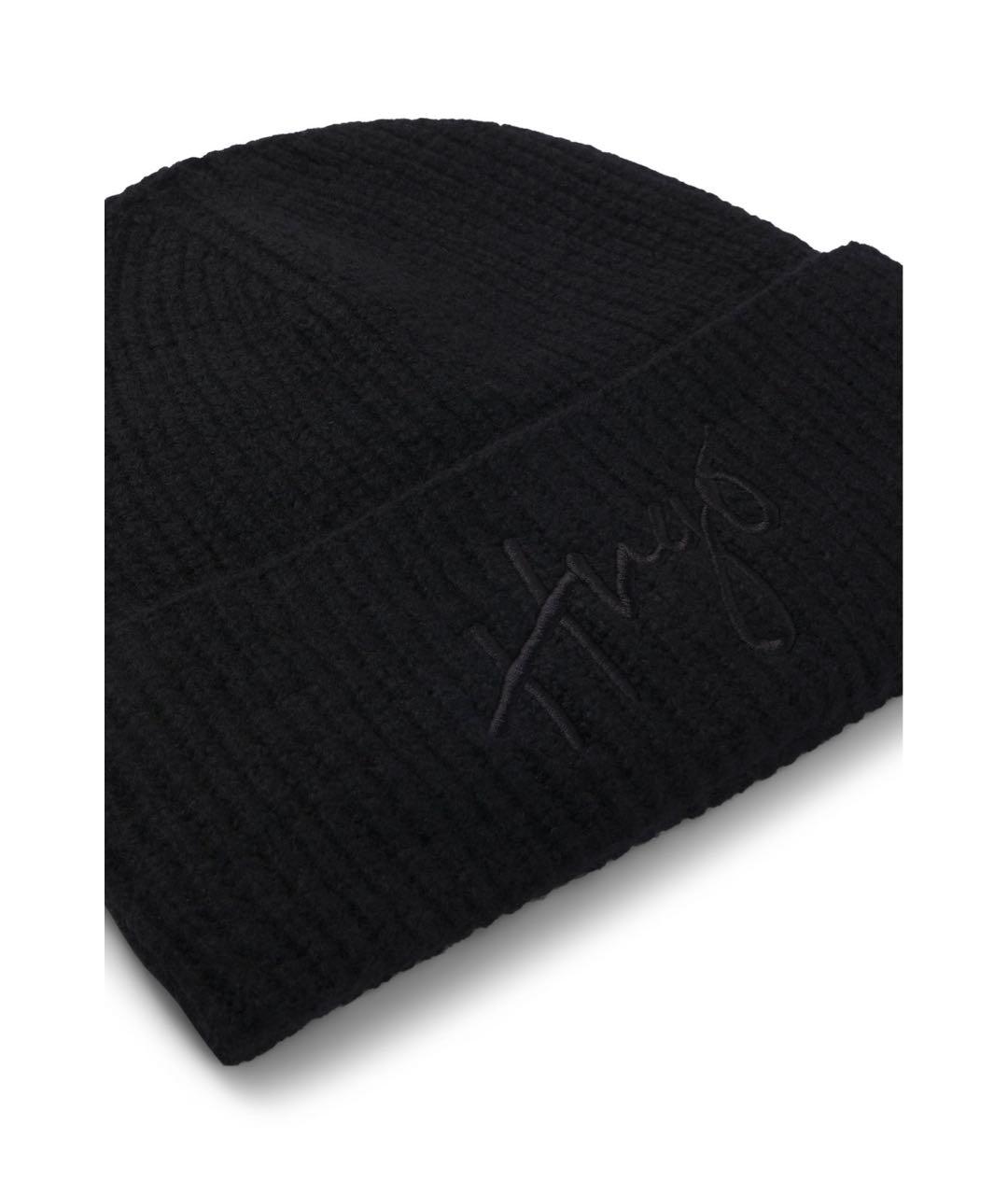 HUGO Черная кашемировая шапка, фото 3