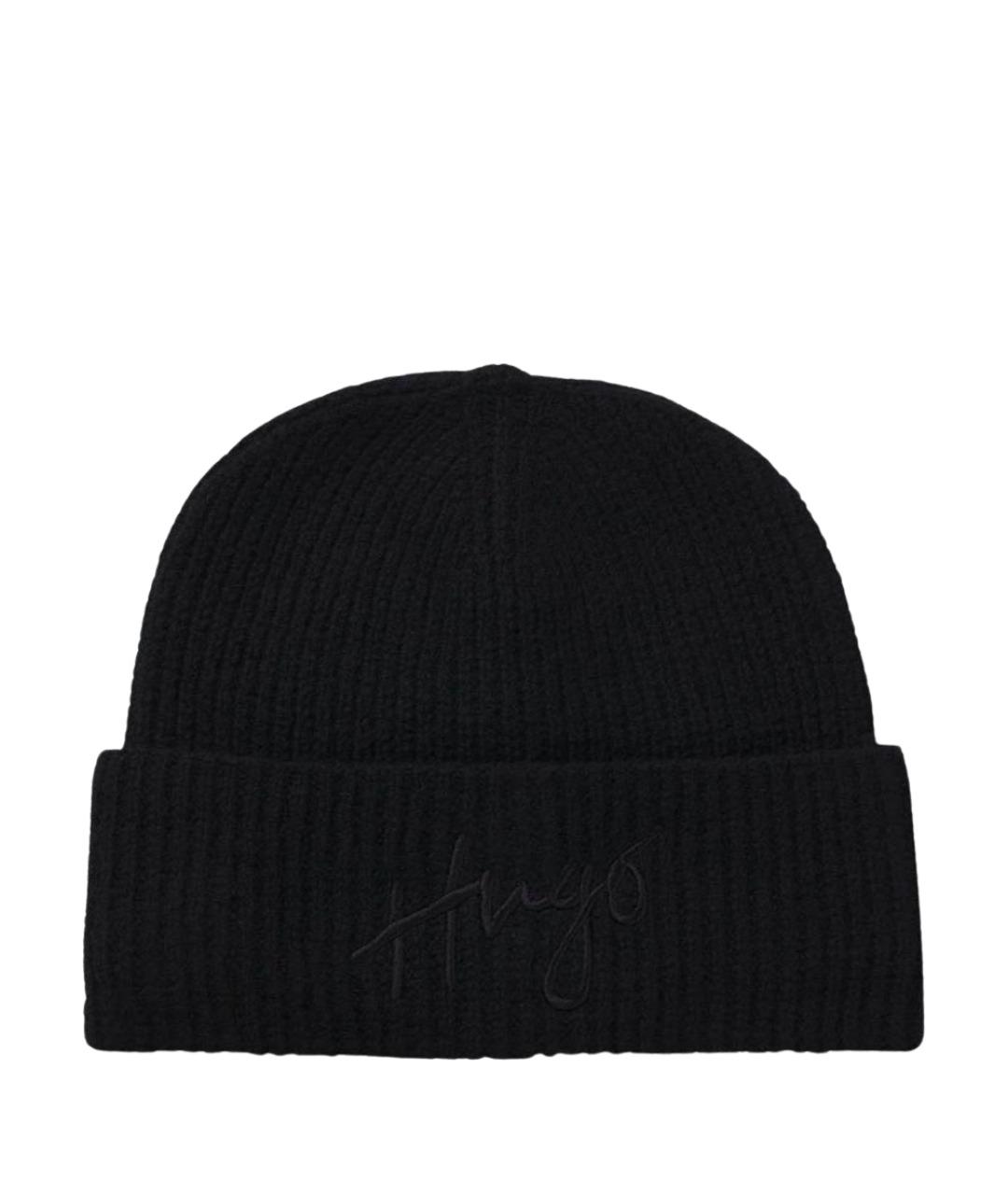 HUGO Черная кашемировая шапка, фото 1