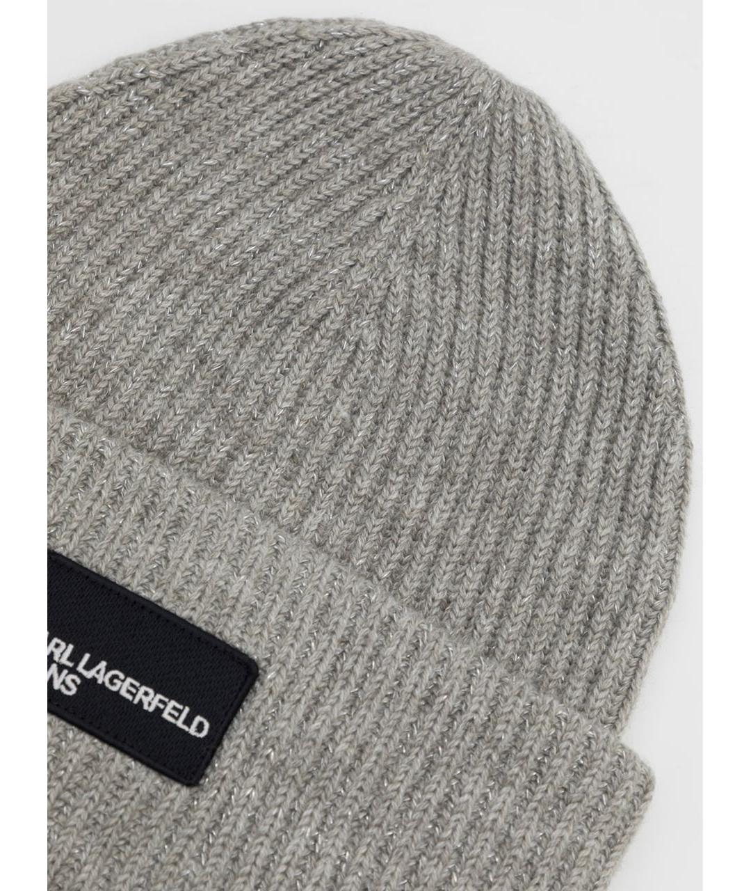KARL LAGERFELD Серая шерстяная шапка, фото 3