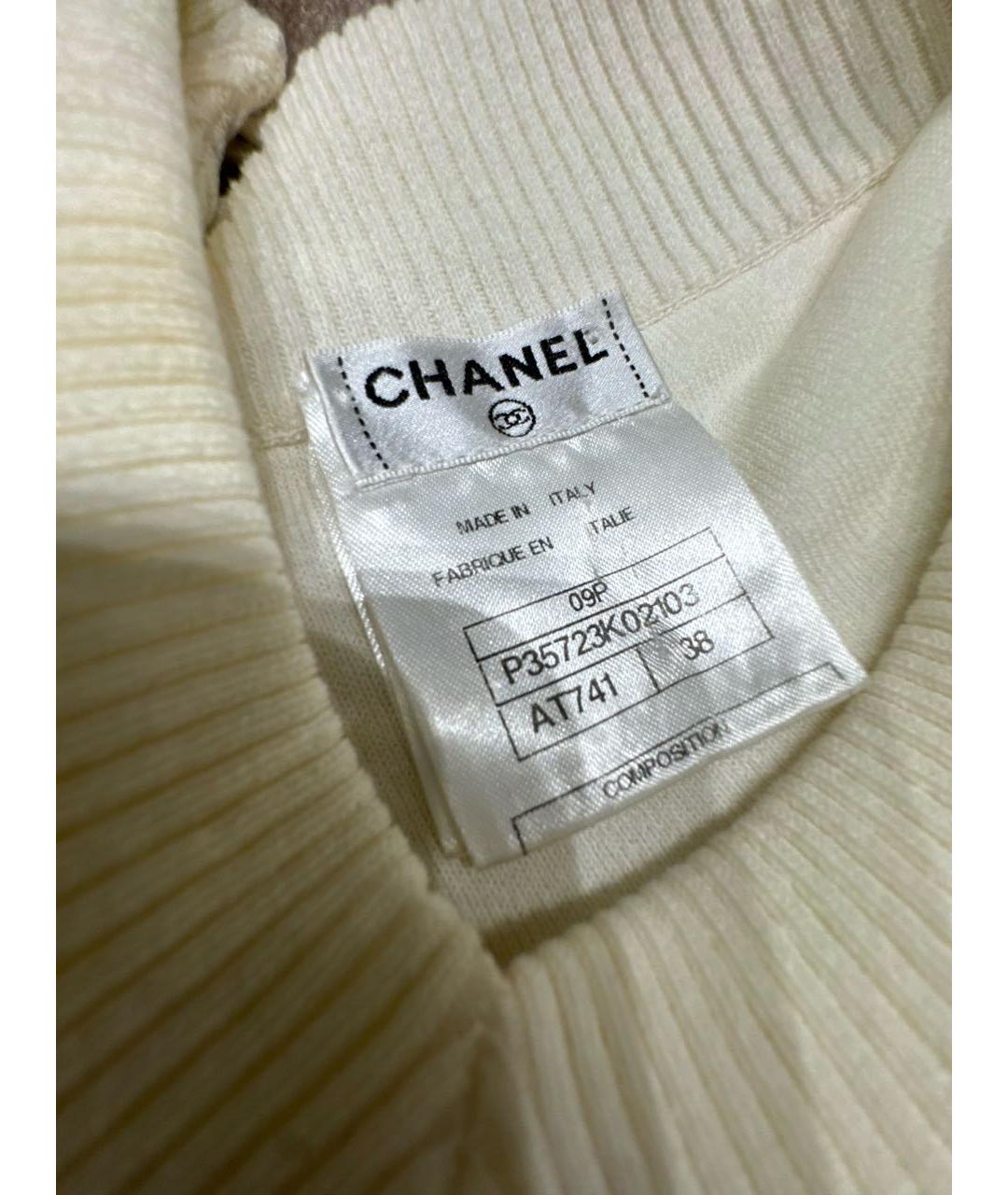 CHANEL Белое хлопко-эластановое коктейльное платье, фото 7