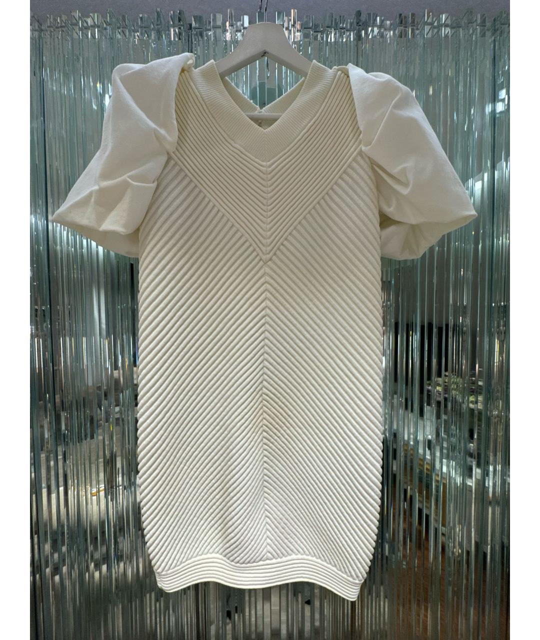 CHANEL Белое хлопко-эластановое коктейльное платье, фото 9