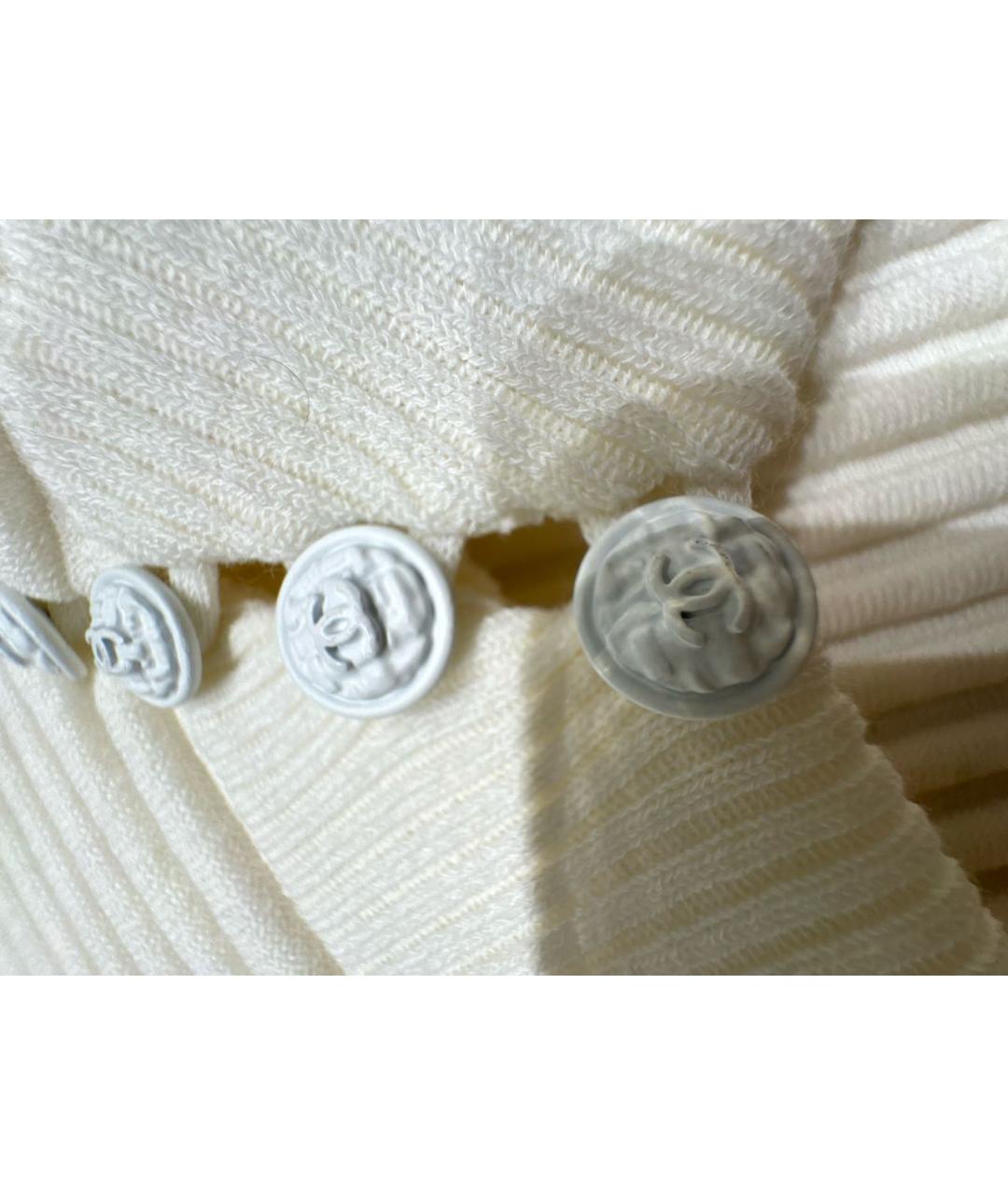 CHANEL Белое хлопко-эластановое коктейльное платье, фото 8
