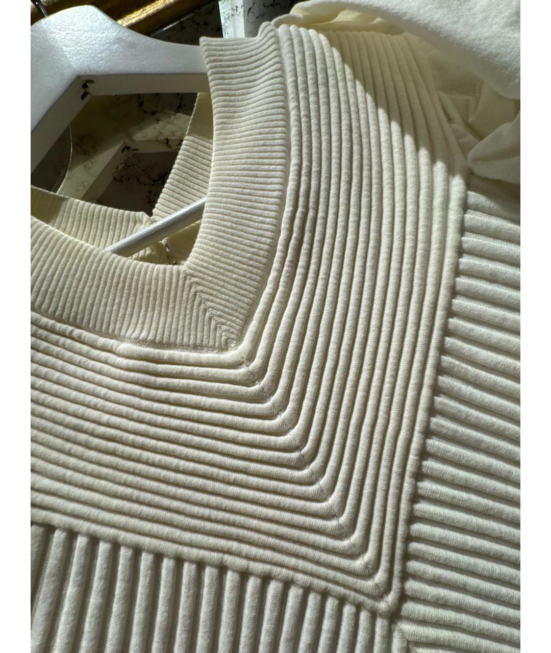 CHANEL Белое хлопко-эластановое коктейльное платье, фото 5