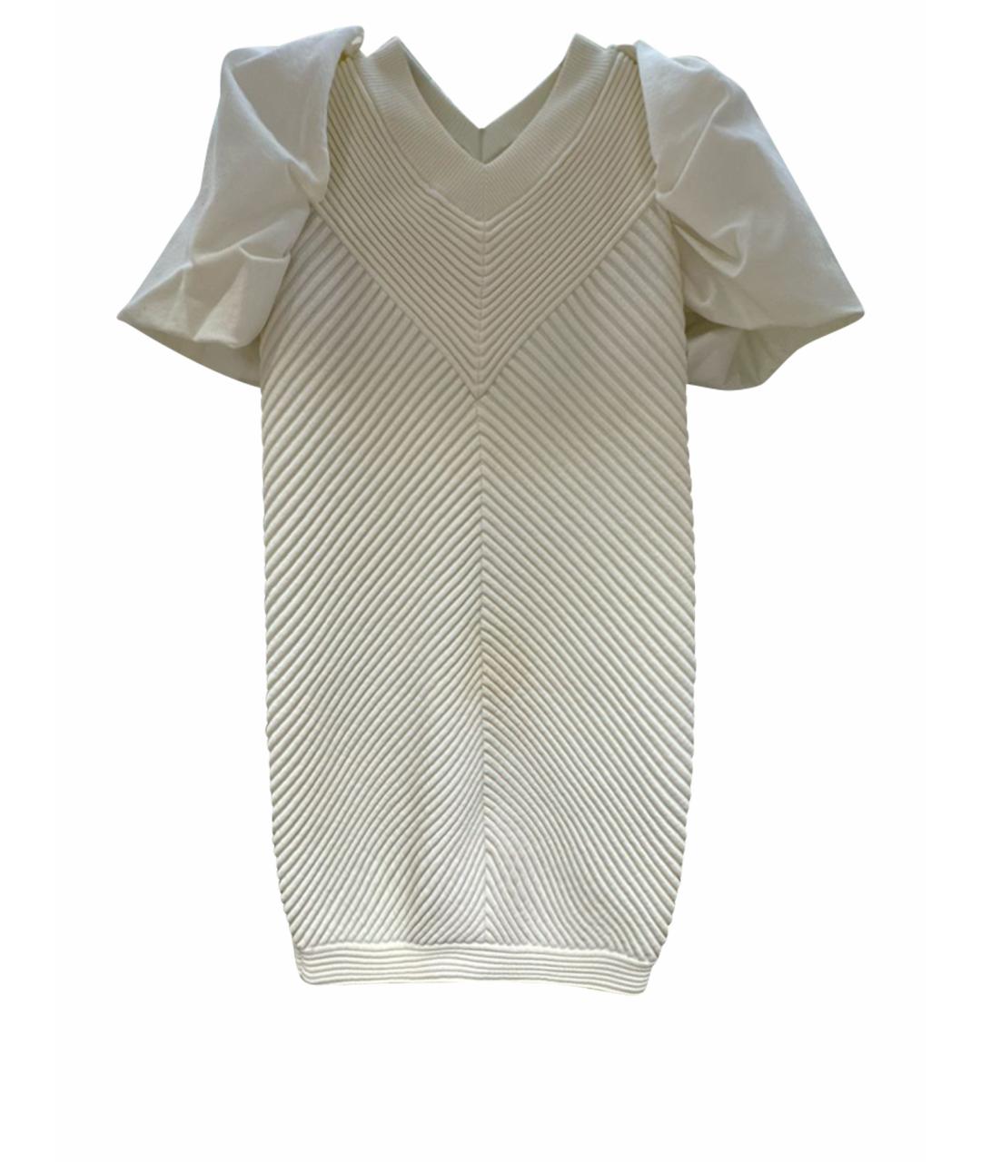 CHANEL Белое хлопко-эластановое коктейльное платье, фото 1