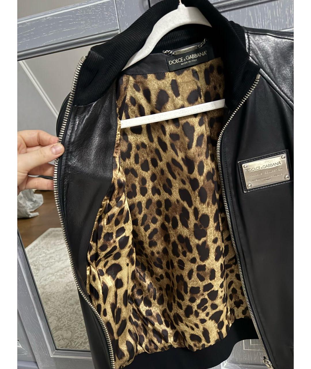 DOLCE&GABBANA Черная кожаная куртка, фото 3