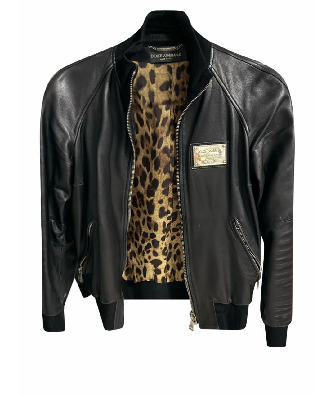 DOLCE&GABBANA Черная кожаная куртка, фото 1