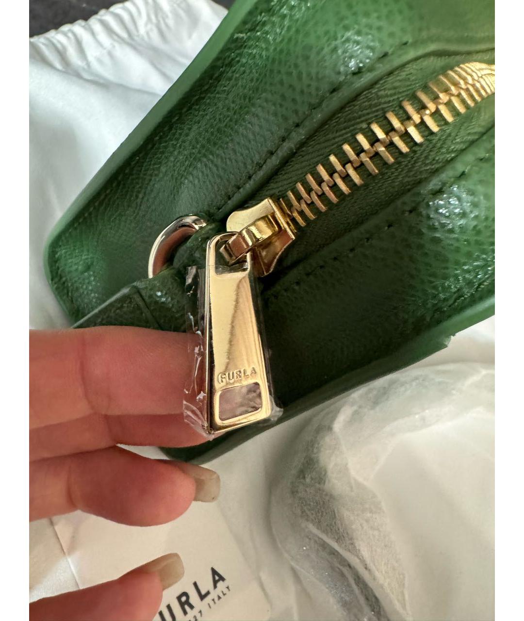 FURLA Зеленая кожаная сумка через плечо, фото 6