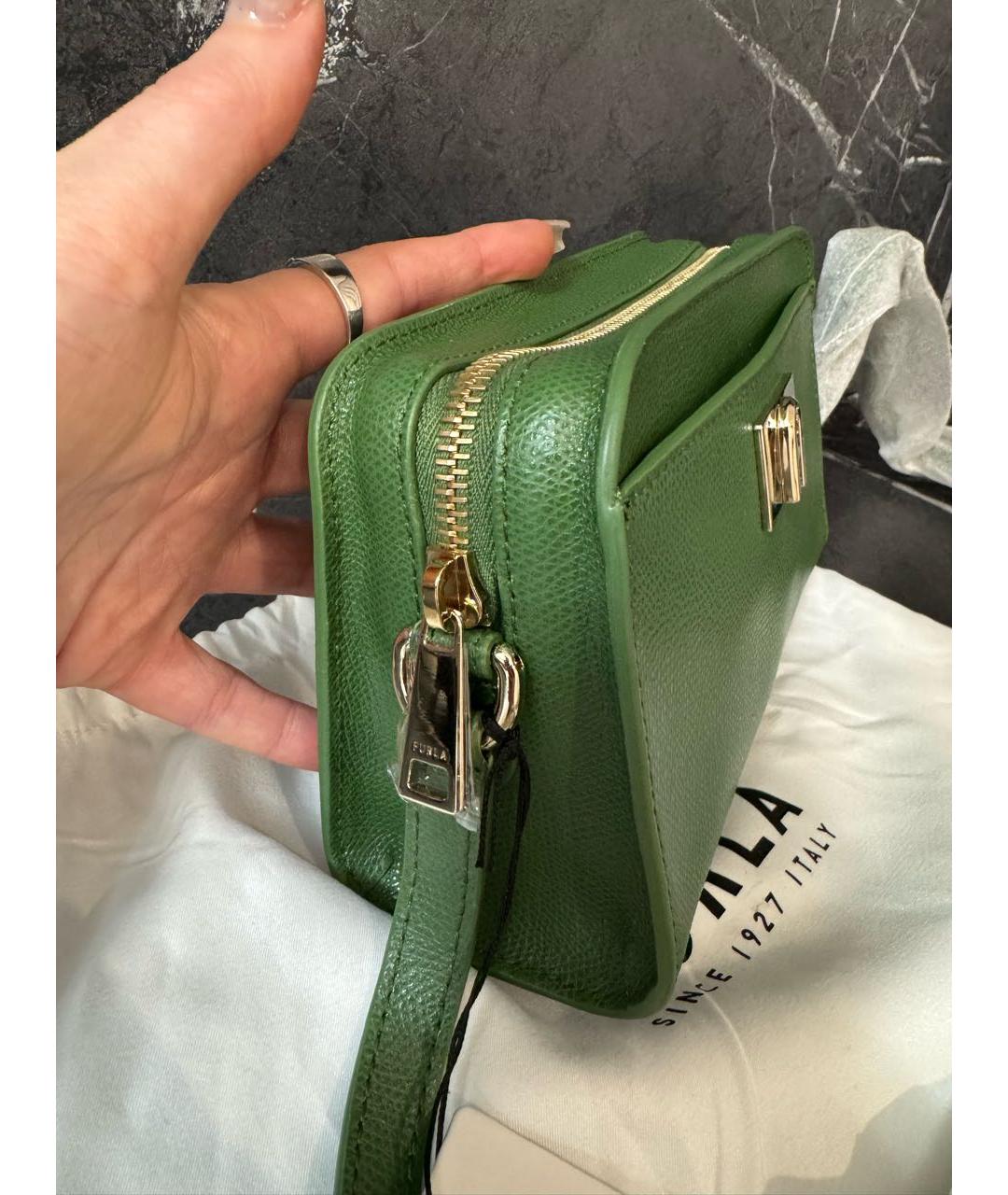 FURLA Зеленая кожаная сумка через плечо, фото 2