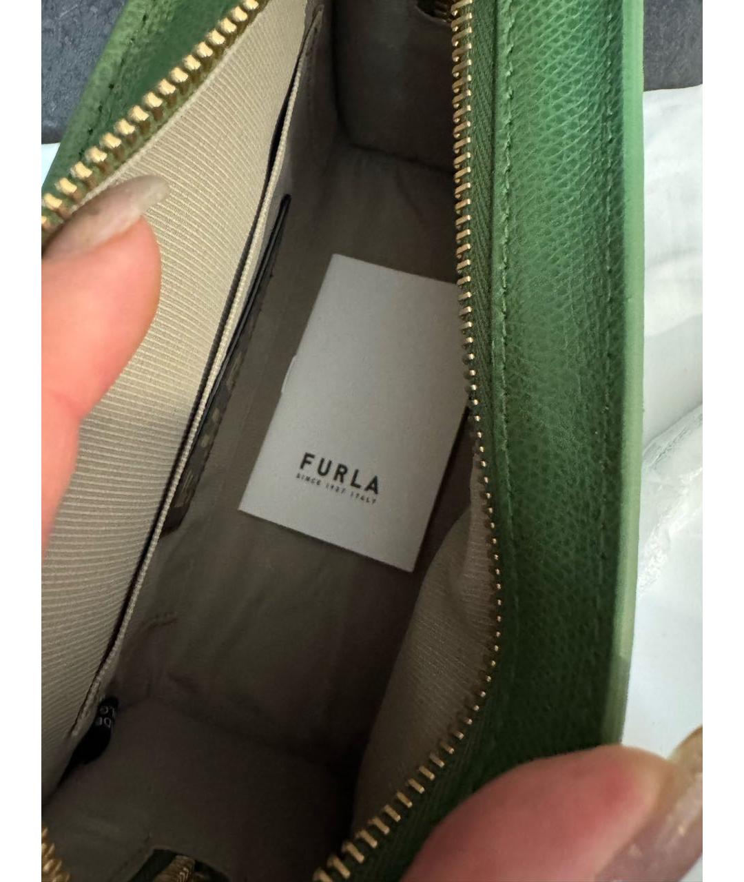 FURLA Зеленая кожаная сумка через плечо, фото 4