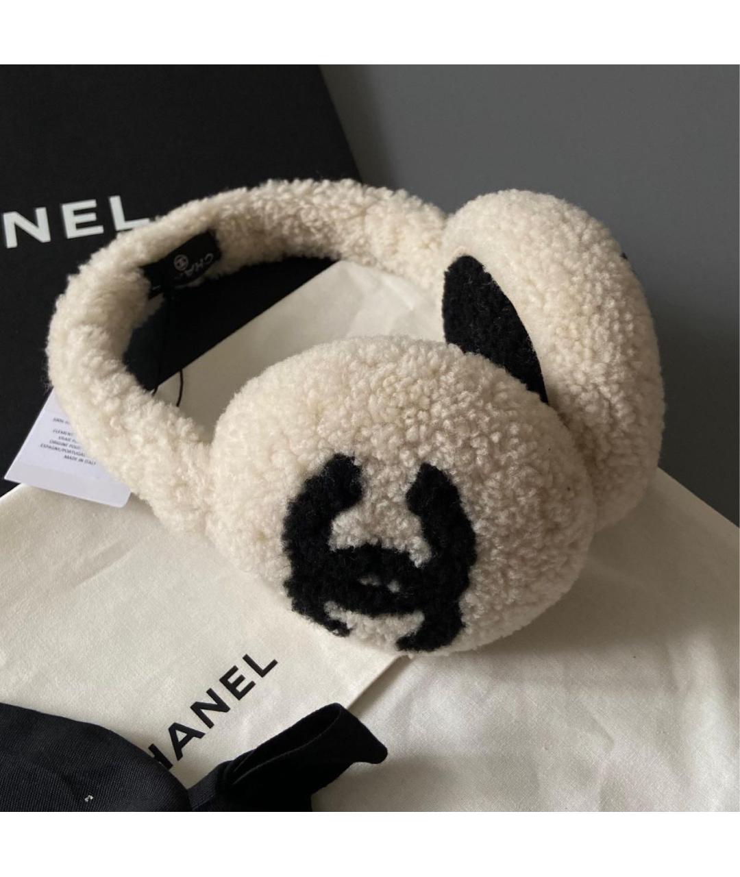 CHANEL Бежевые шерстяные наушники, фото 3