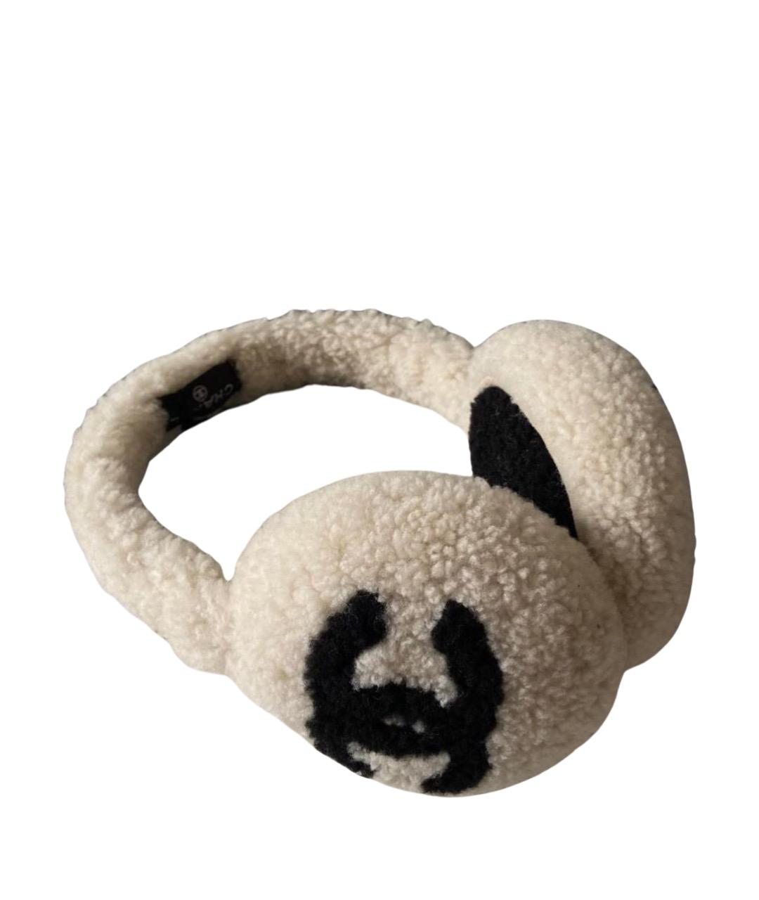 CHANEL Бежевые шерстяные наушники, фото 4