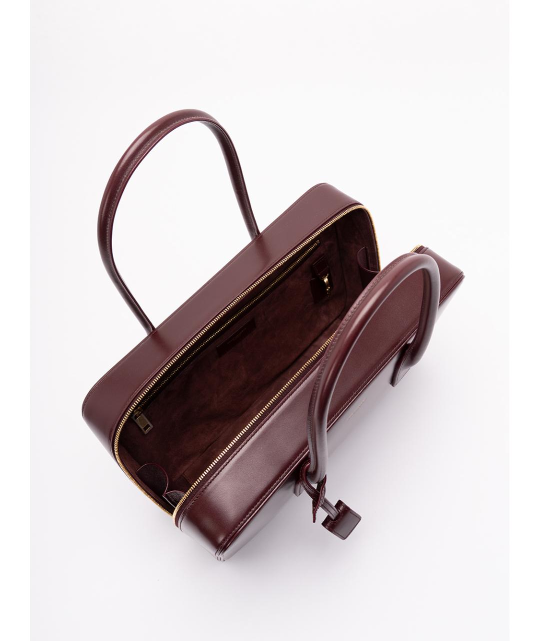 SAINT LAURENT Бордовая кожаная сумка тоут, фото 3