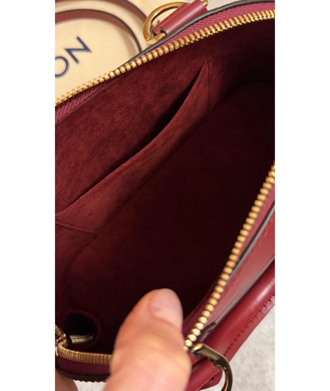 LOUIS VUITTON Бордовая кожаная сумка с короткими ручками, фото 3