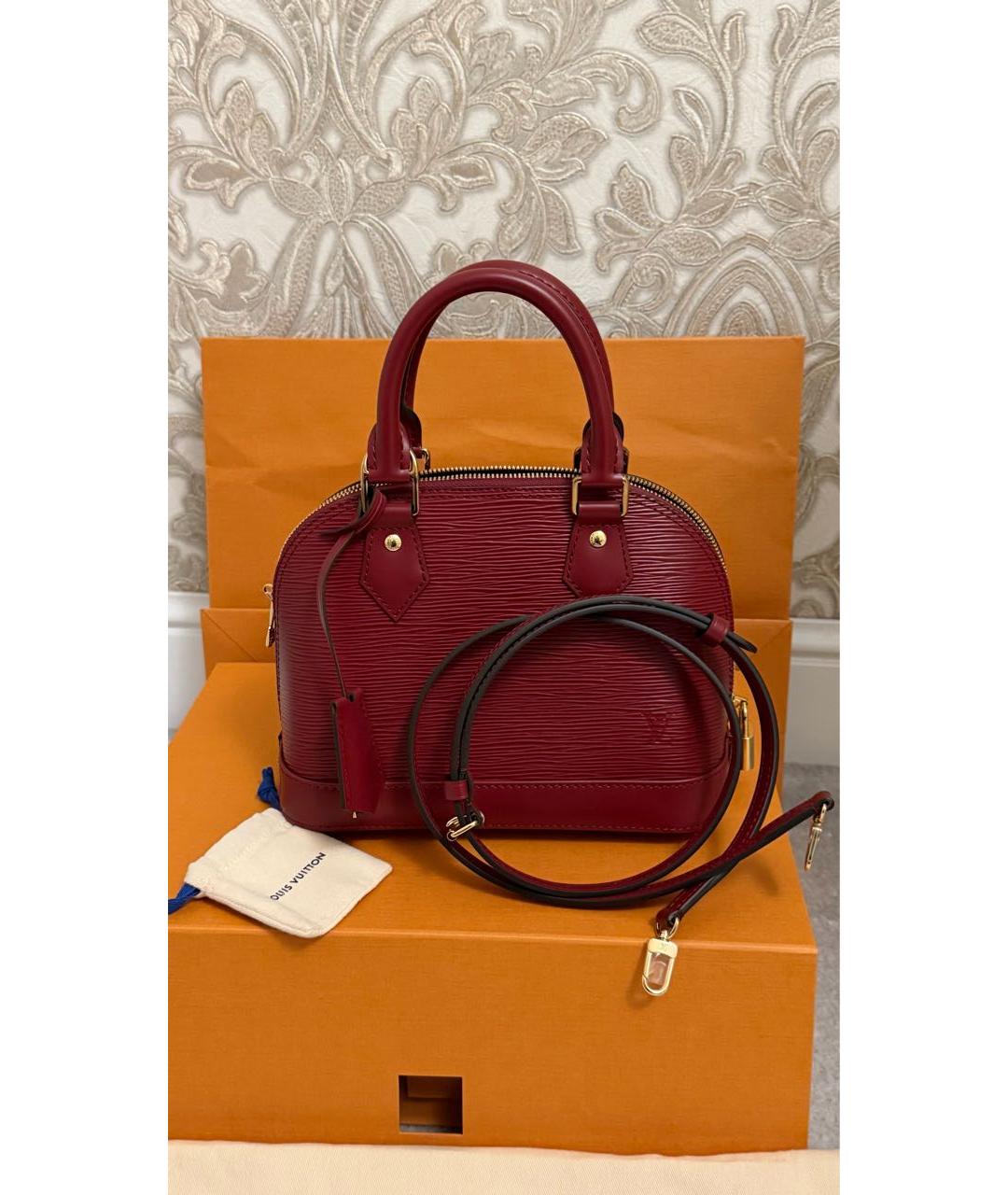 LOUIS VUITTON Бордовая кожаная сумка с короткими ручками, фото 8