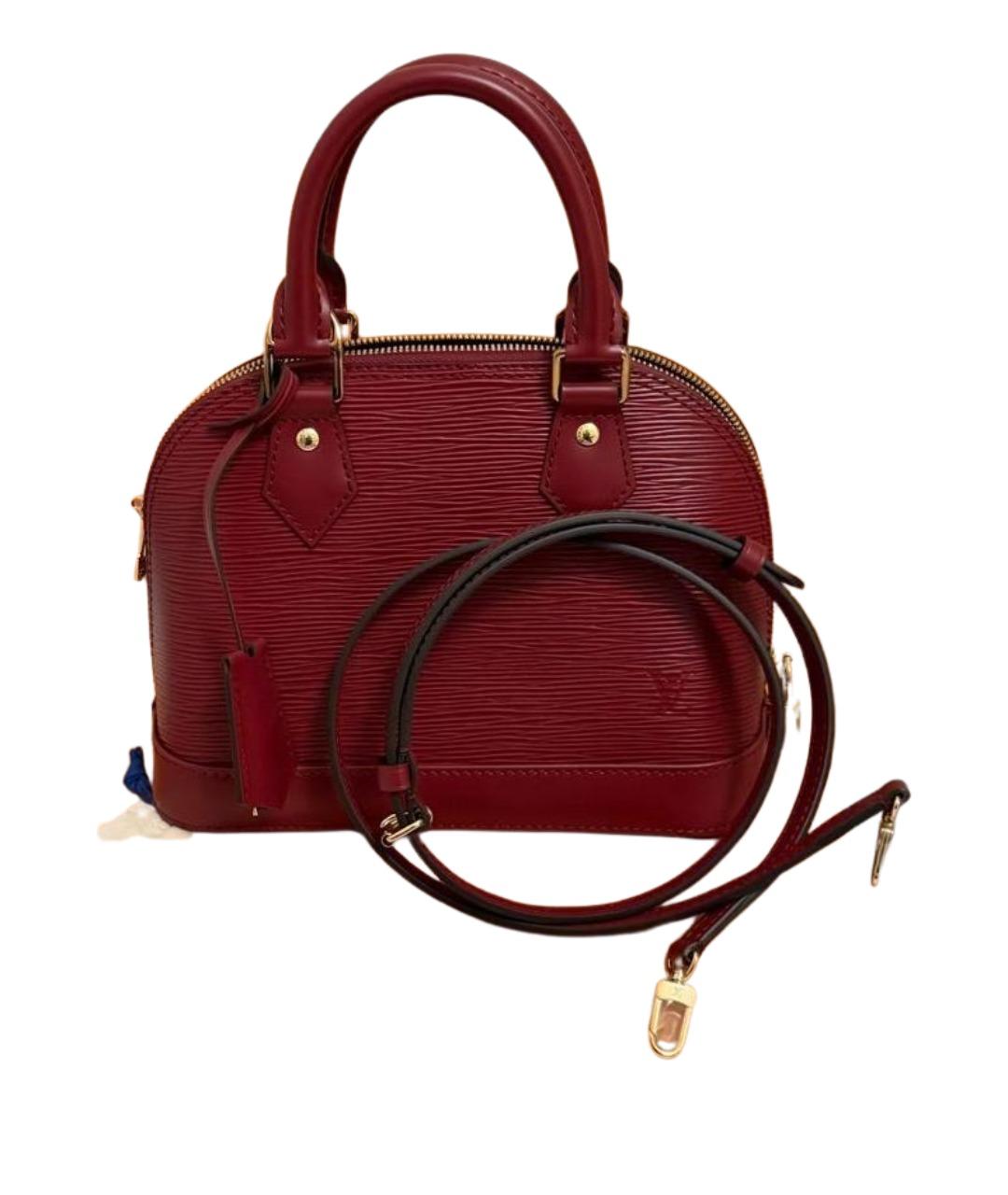 LOUIS VUITTON Бордовая кожаная сумка с короткими ручками, фото 1