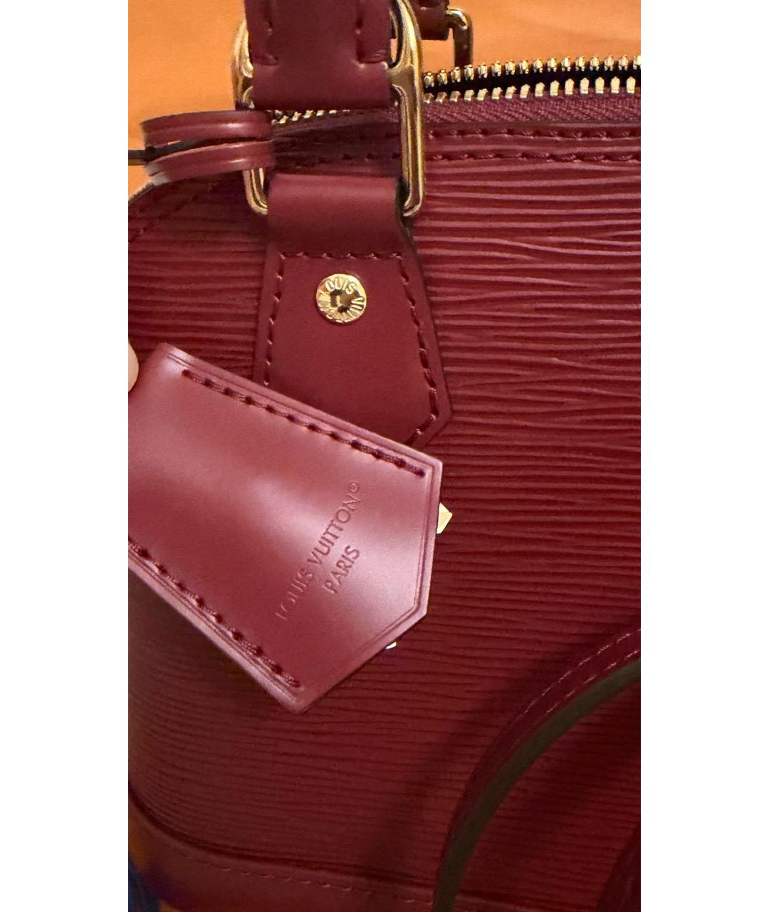 LOUIS VUITTON Бордовая кожаная сумка с короткими ручками, фото 4