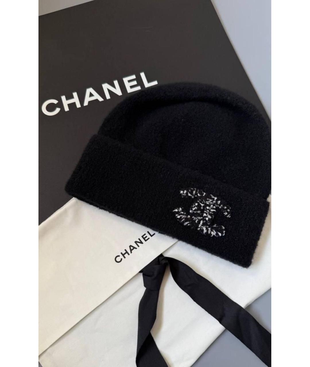 CHANEL Черная кашемировая шапка, фото 2