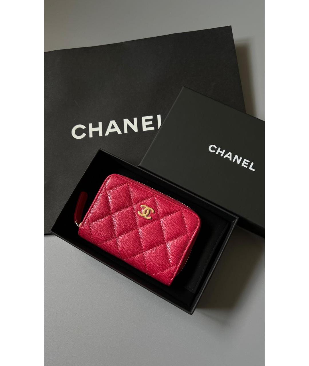 CHANEL Красный кожаный кошелек, фото 2