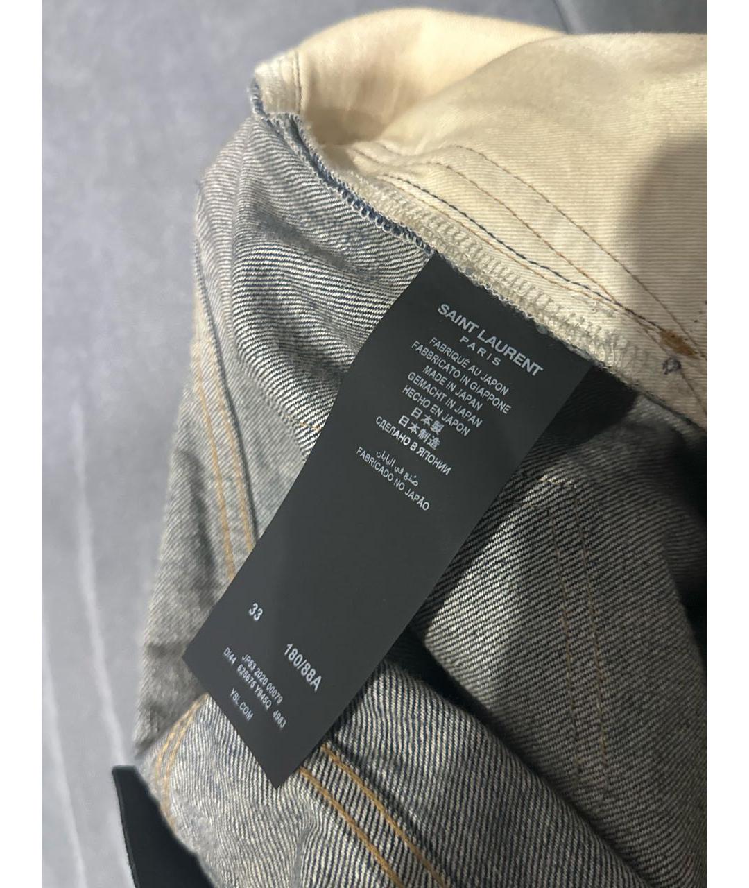 SAINT LAURENT Синие хлопковые прямые джинсы, фото 7